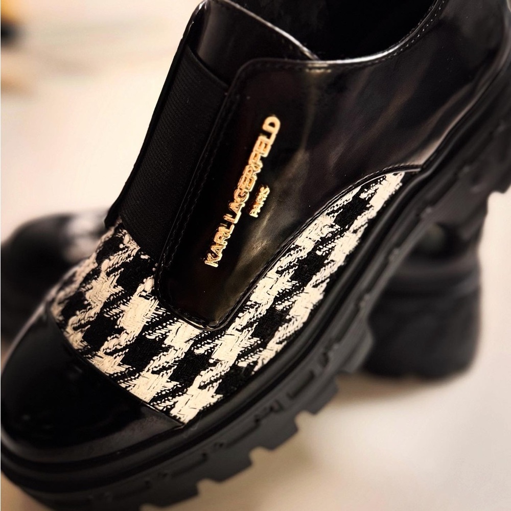 Karl Lagerfeld Black and White Houndstooth Sneakers